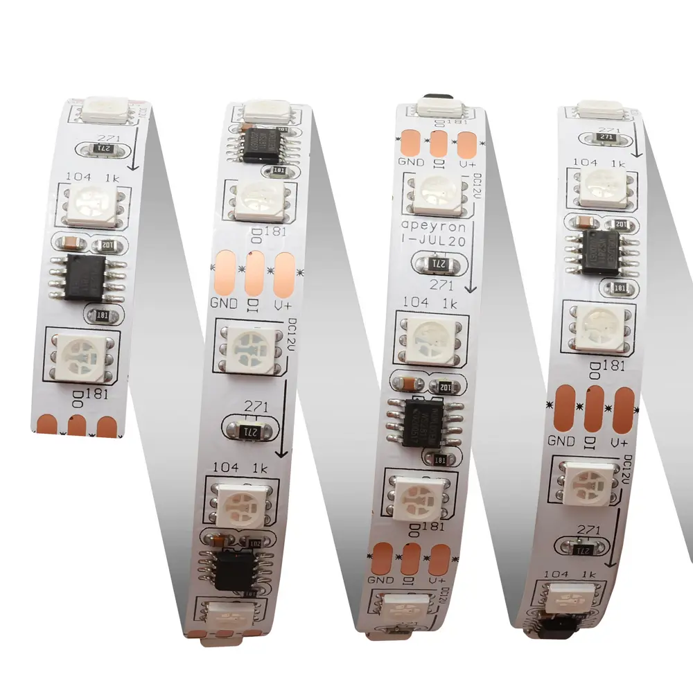 Светодиодная лента адресная SMD 5050 60 диод/14.4 Вт/м 12 В 10 мм IP20 2 м RGB белая подложка APEYRON STLM-2168943 - Вид №12