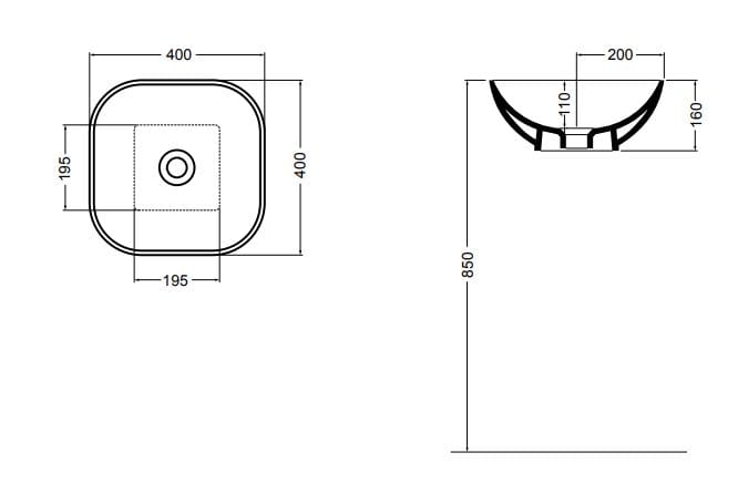 Керамическая раковина с одной столешницей Axa Prisma Sink Bowl Normal ARCH-00094653 - Вид №2