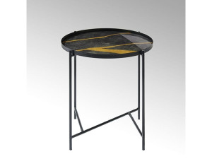 Круглый журнальный столик из железа и стекла