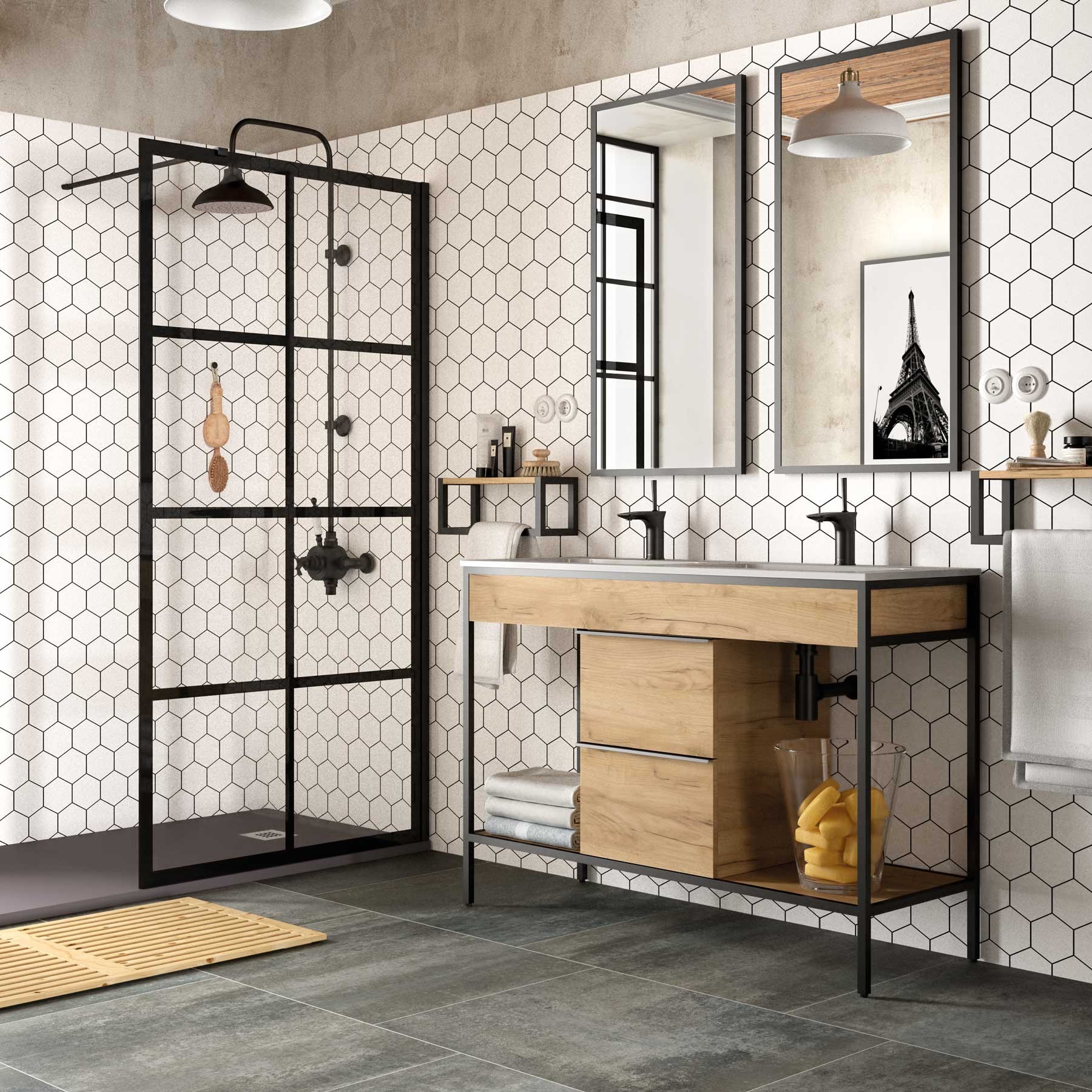 25641 SALGAR Зеркало VINCI 500 MATT BLACK 500 x 1000 мм - Вид №1