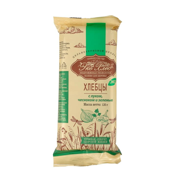 Хлебцы бездрожжевые с луком чесноком и зеленью Эко Хлеб 120 г Santreyd 13133
