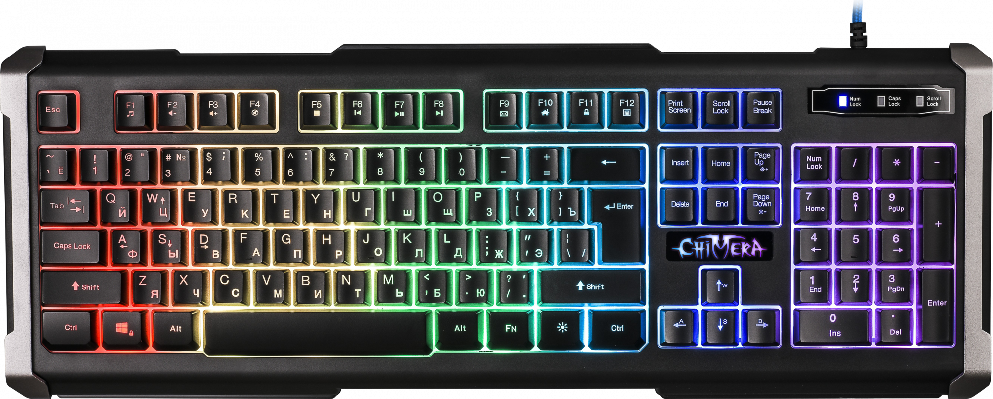 45280 Defender проводная игровая клавиатура chimera gk-280dl ru,rgb подсветка, 9 режимов Redragon Santreyd 
