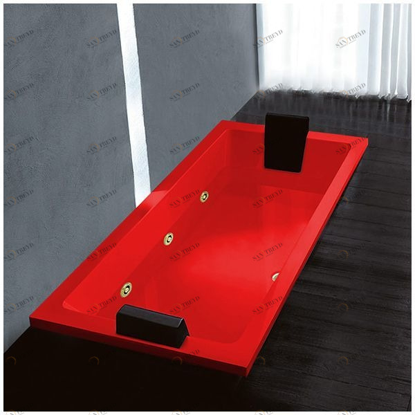 Ванна Gruppo treesse Quadra 180 V0787-DX-KZ красная с золотой фурнитурой и гидромассажем прямоугольная встроенная правая STDV0787DXKZ