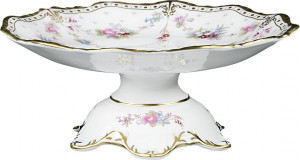 52753 Royal Crown Derby Блюдо на ножке Royal Crown Derby "Роял Антуанетта" 16см Фарфор костяной