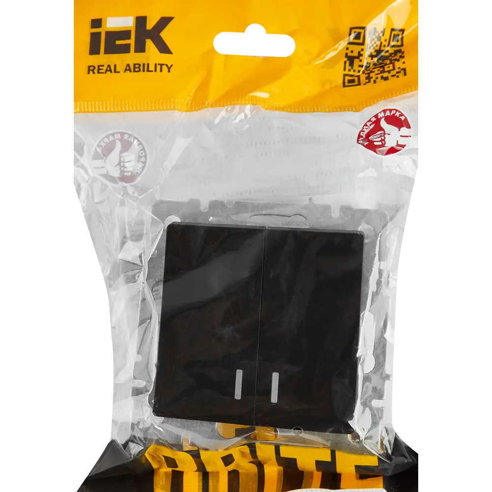 Выключатель IEK Brite двухклавишный с подсветкой, черный матовый 87761713 STLM-1466840 - Вид №4