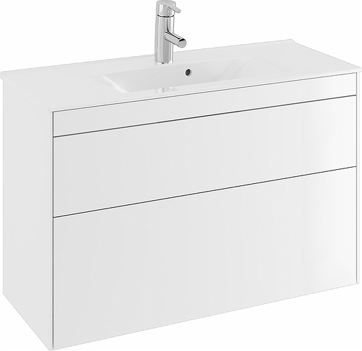 47370 IFO Sense напольная тумба для тонкой раковины с двумя ящиками, компактная, W = 600 мм, W1 = 615 мм, белая - Вид №8