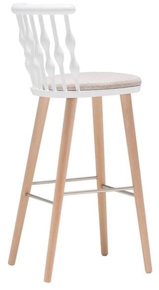 Andreu World Высокий табурет из бука со встроенной подушкой Nub Bq1452 / bq1453 - Вид №1