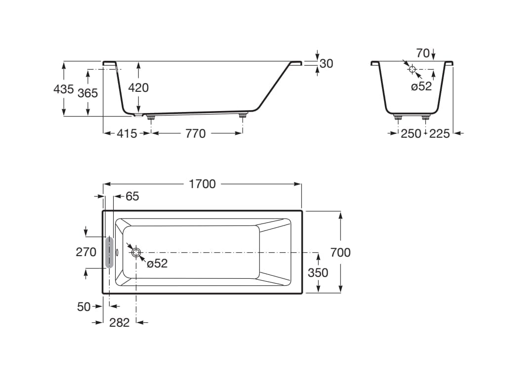 Утопленная акриловая прямоугольная ванна Roca VYTHOS 2485 / 2486 ARCH-00119064 - Вид №12