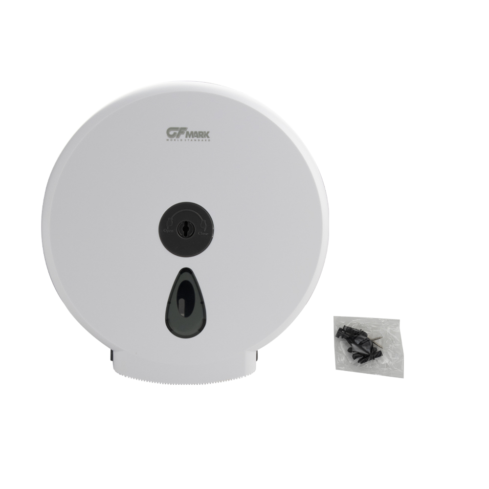 GFmark - Диспенсер для туалетной бумаги - барабан, пластиковый, БЕЛЫЙ, с глазком - капля, с ключом, код: 914  - Вид №6