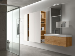 Деревянный умывальник с зеркалом