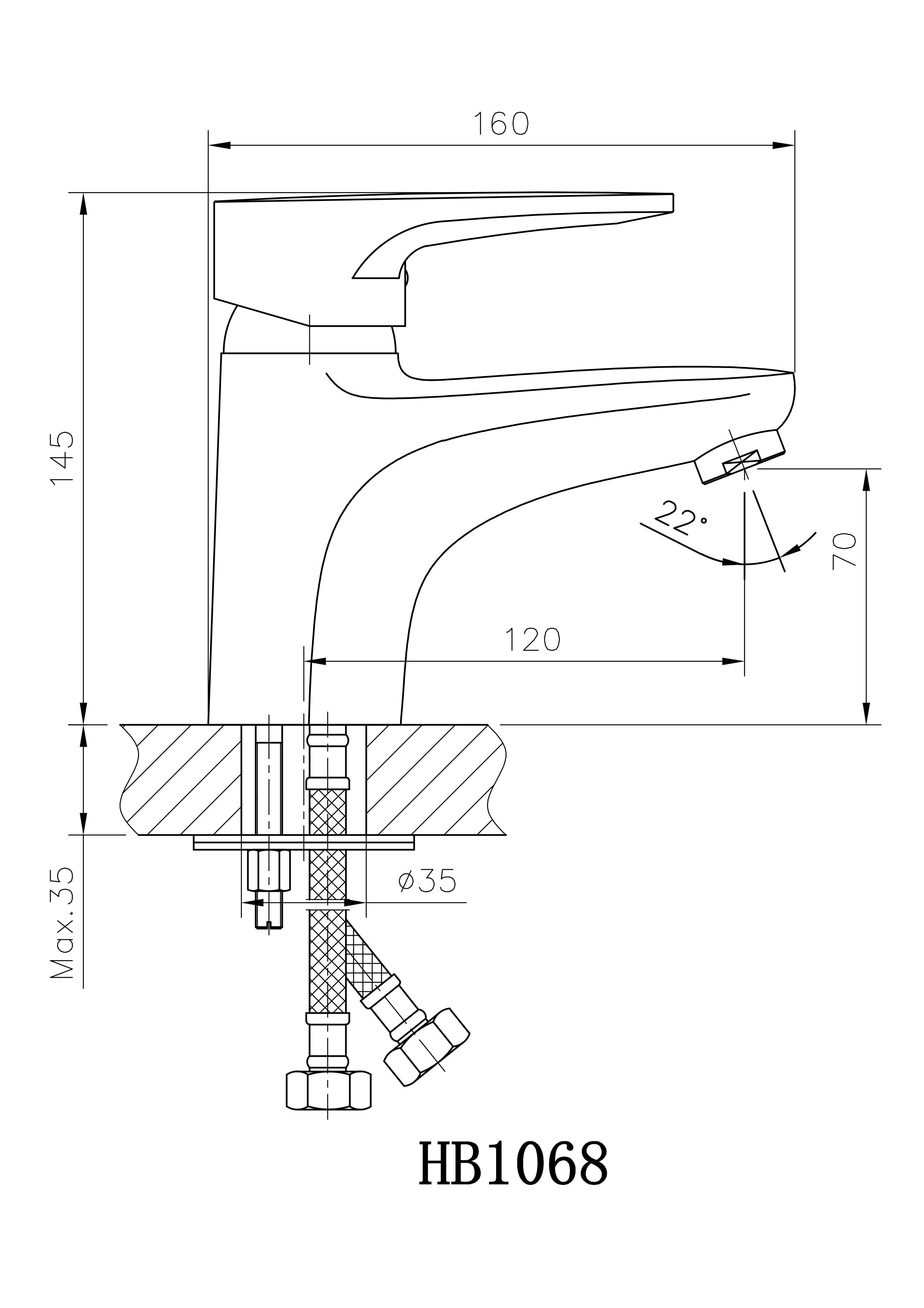 HB1068 Смеситель для раковины , хром Haiba  - Вид №2