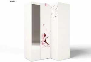 Шкаф угловой ABC-KING , гармошка Фея с зеркалом (правый) и со стразами Сваровски