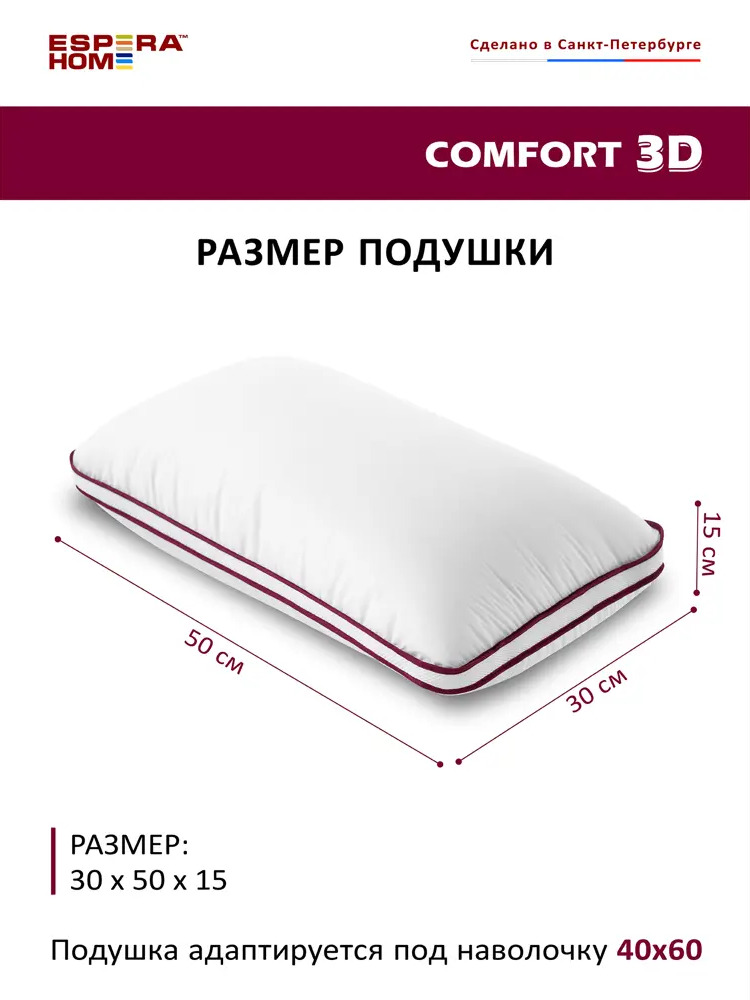 93723994 Подушка анатомическая ESPERA Comfort 3D 30x50 см STLM-0556774