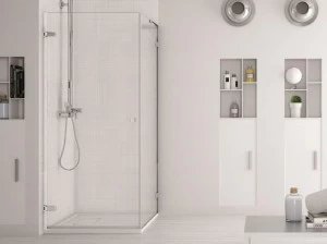 MEGIUS Душевая кабина угловая стеклянная с распашной дверцей Softglass
