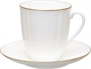 80247 Императорский фарфоровый завод Чашка с блюдцем "Золотой кантик 4" "Ветерок" Фарфор костяной