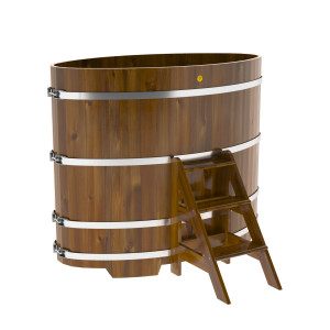 2277 Купель овальная из лиственницы Рустик 0,92х1,66х1,4 морёная Alyarus