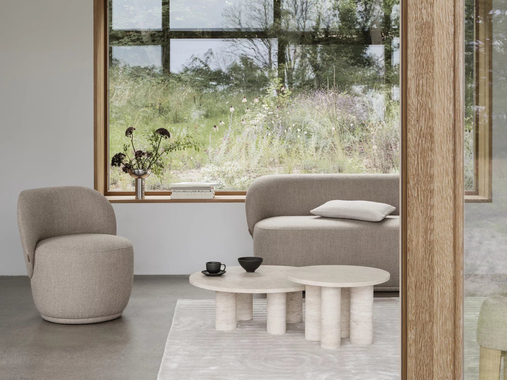 Травертин круглый журнальный столик blomus волос ARCH-00095528 - Вид №6