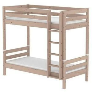 Кровать Flexa Classic высокая двухъярусная с прямой лестницей, коричневая, 200 см