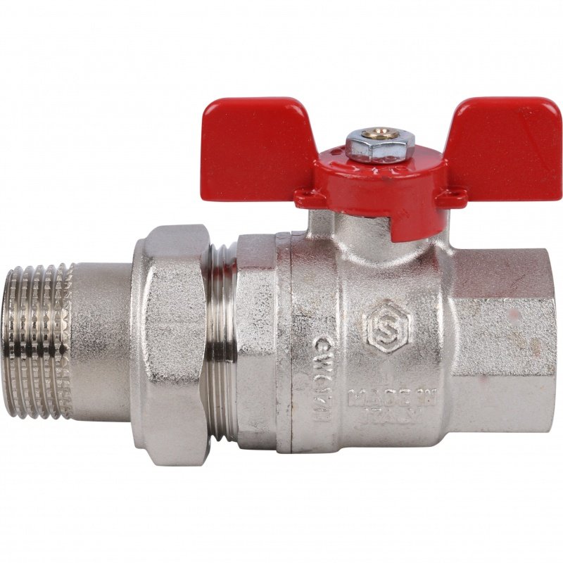 Кран шаровый STOUT ВН 1" с американкой бабочка красная SVB1007000025 - Вид №1