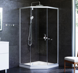 W90G-405-090MT Душевое ограждение 5-corner Pivot 90x90 стекло прозрачное профиль матовый хром AM.PM Gem