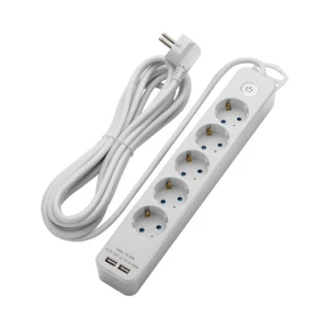 90396221 Удлинитель с заземлением Duwi Supraline 32069 2 5 розеток 2 USB порта H05VV-F 3x1.5 мм² 5 м STLM-1104009