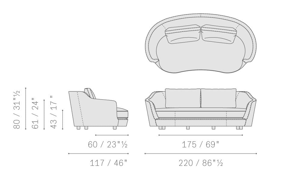 3-местный диван из ткани и кожи Poltrona Frau коллекция - диваны и кресла ARCH-00092770 - Вид №5