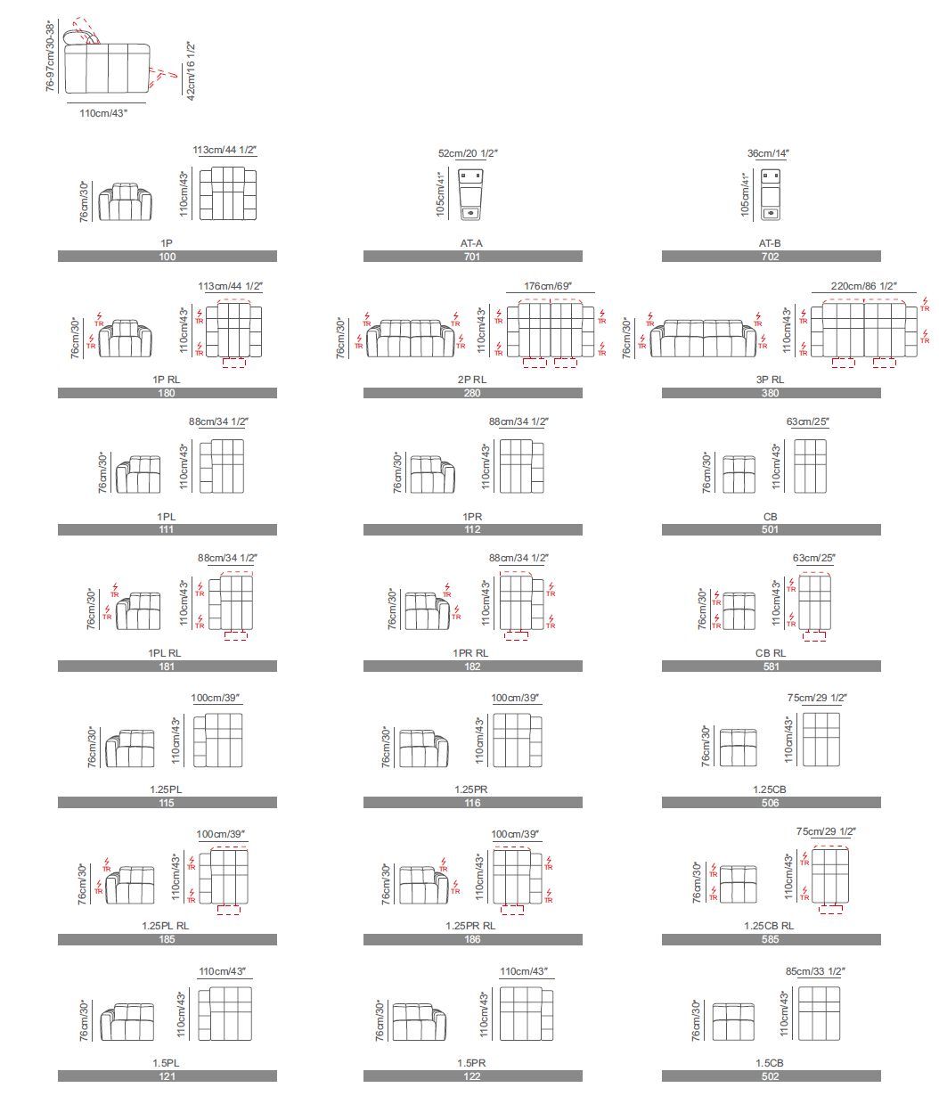 3-местный кожаный диван с откидной спинкой CAMPO DE' FIORI CDF819 ARCH-00116244 - Вид №6