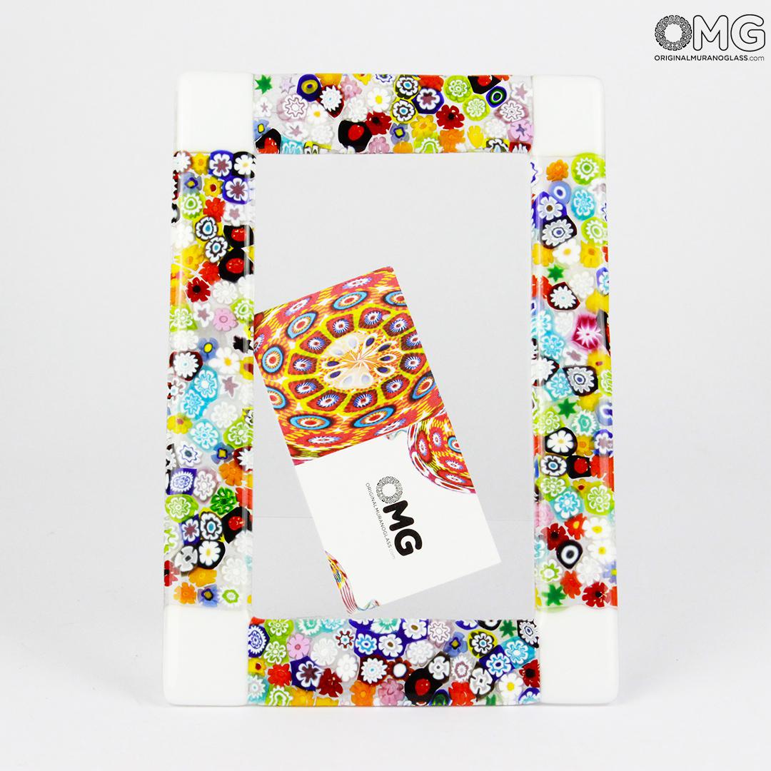 1819 ORIGINALMURANOGLASS Фоторамка Белая Фантазия миллефиори - муранское стекло  см  - Вид №1