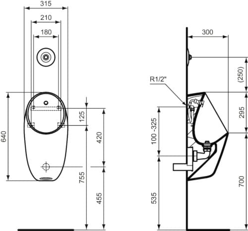Керамический подвесной писсуар Ideal Standard i. life ARCH-00136736 - Вид №1