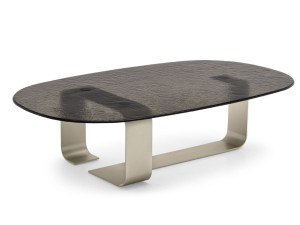 Овальный журнальный столик из закаленного стекла