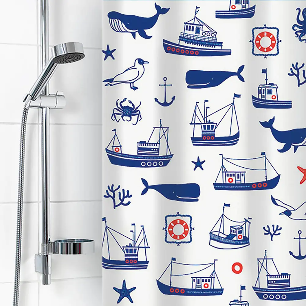 Штора для ванны Вилина Гавань с кольцами 180x180 см, полиэтилен, цвет белый Штора из полиэтилена STLM-2124816 - Вид №1