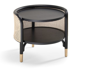 Круглый журнальный столик из бука и соломы в Вене