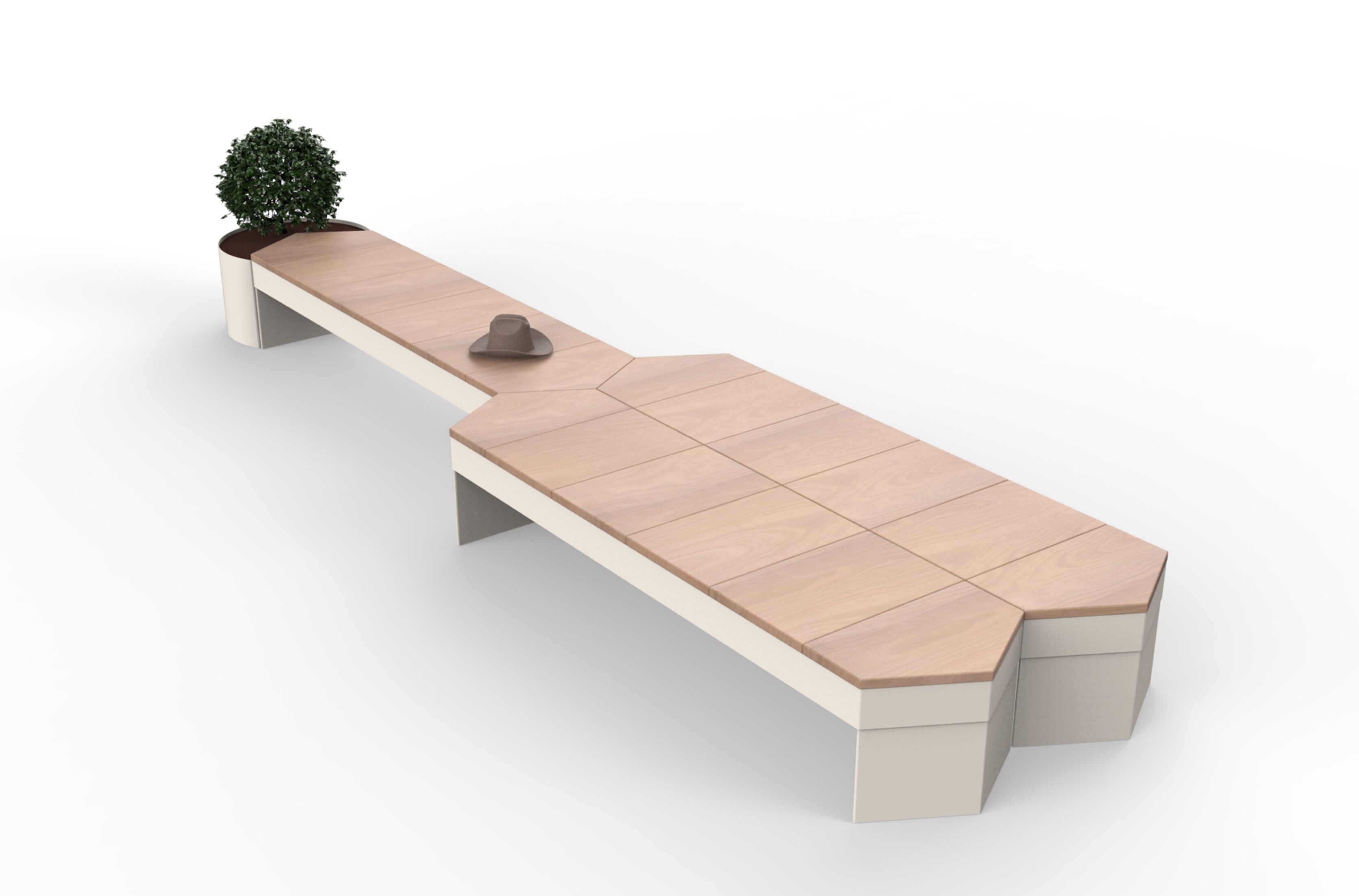 Модульная скамья из стали и дерева без спинки со встроенной плантатором CITYSì CRUISE ARCH-00037105 - Вид №2