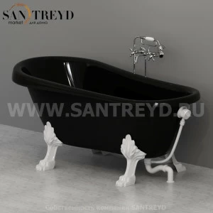 105701 Ванна с ножками и внешней системой слива-перелива 170 см цвет Черный жемчуг Kerasan RETRO Италия