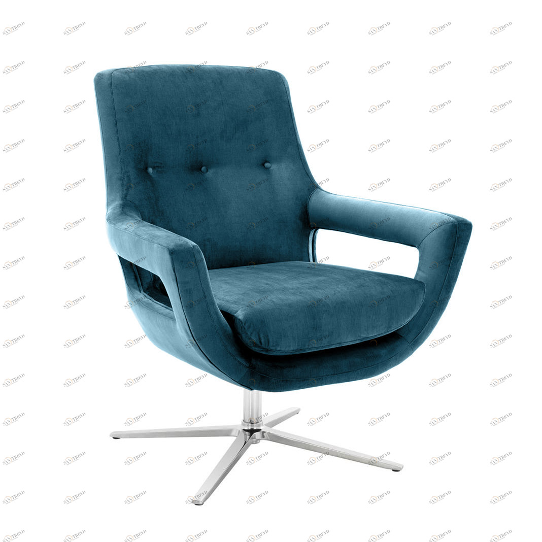 Кресло с мягкими подлокотниками 94х79 см синее Ruben blue DELIGHT COLLECTION ДИЗАЙНЕРСКИЕ 00-3883250 Синий 