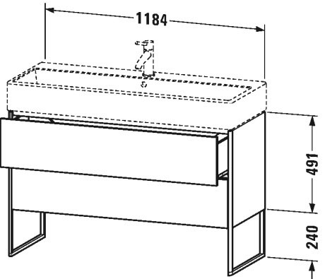 XS447700707 XSquare Тумбочка напольная Бетонно-серый матовый декор Duravit - Вид №1