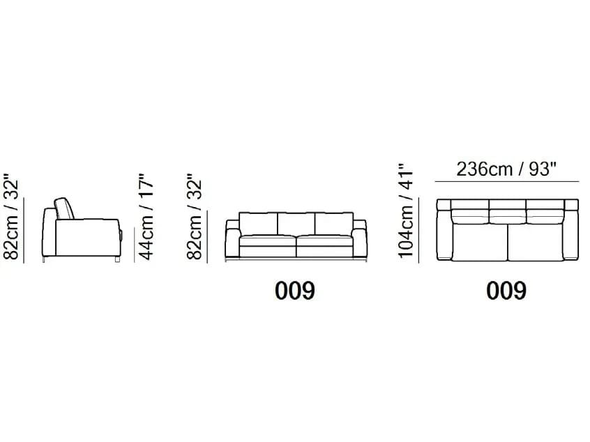 3-местный диван из кожи или ткани Natuzzi Italia LEAF ARCH-00120180 - Вид №4