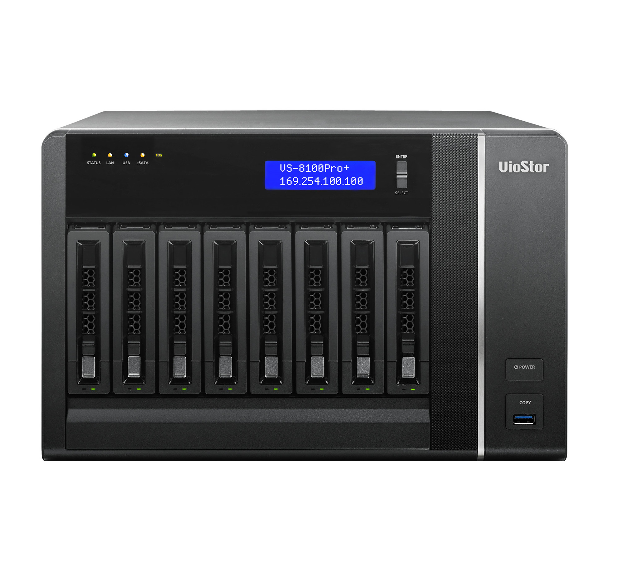 VS-8124 Pro+ Smb nvr, 24 channels, 8-tray w/o hdd, local monitoring. intel core i3 3,3 ghz QNAP Santreyd  - Вид №1