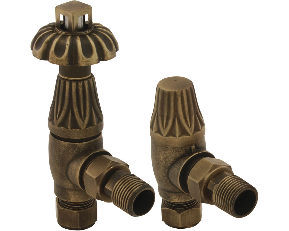 HAN004 Входной термостатический клапан радиатора Crocus Wheel 15 мм (античная латунь) Сarronheating 