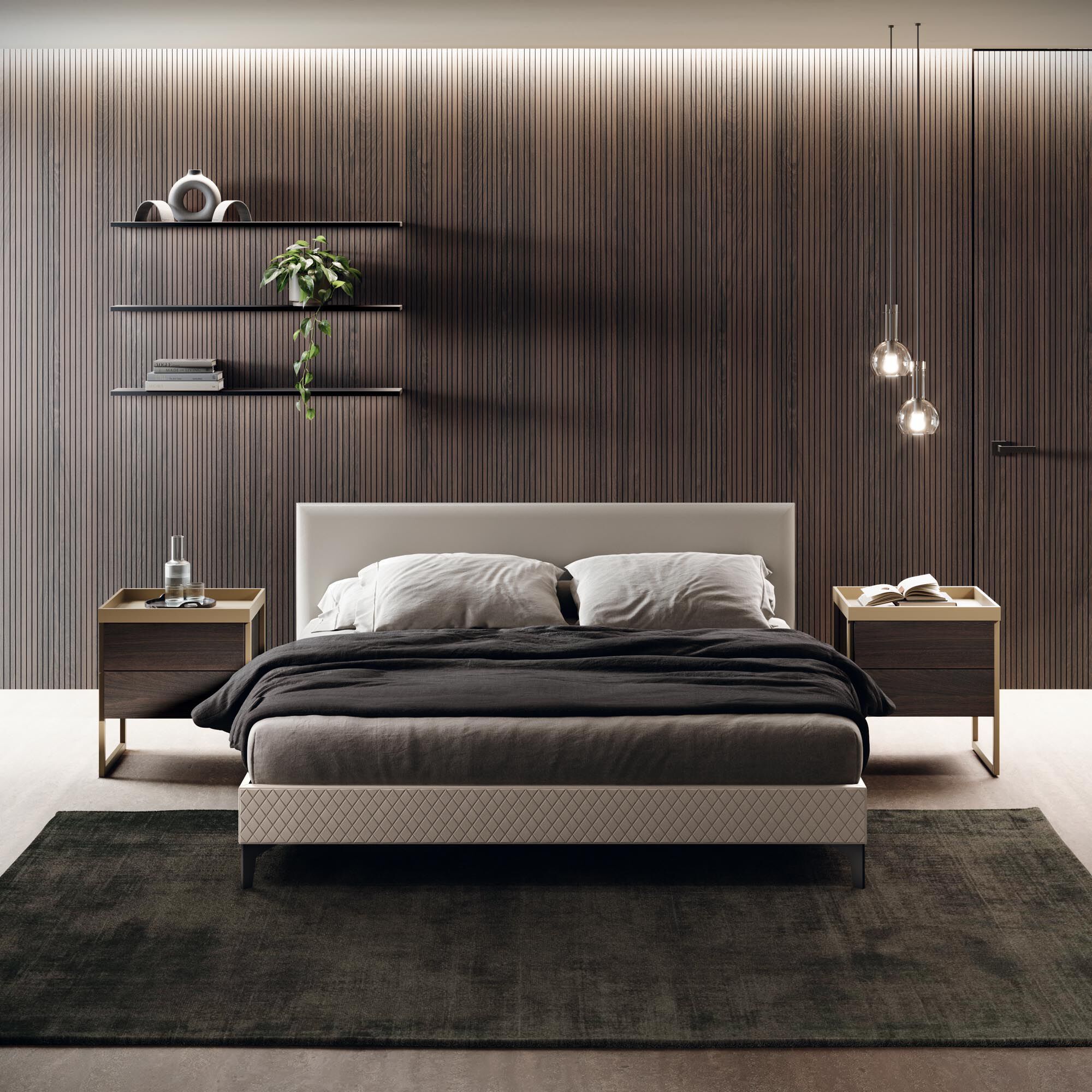 Прикроватная тумбочка из алюминия и дерева с ящиками Guzzini & Fontana Misty Tray ARCH-00006822 - Вид №1