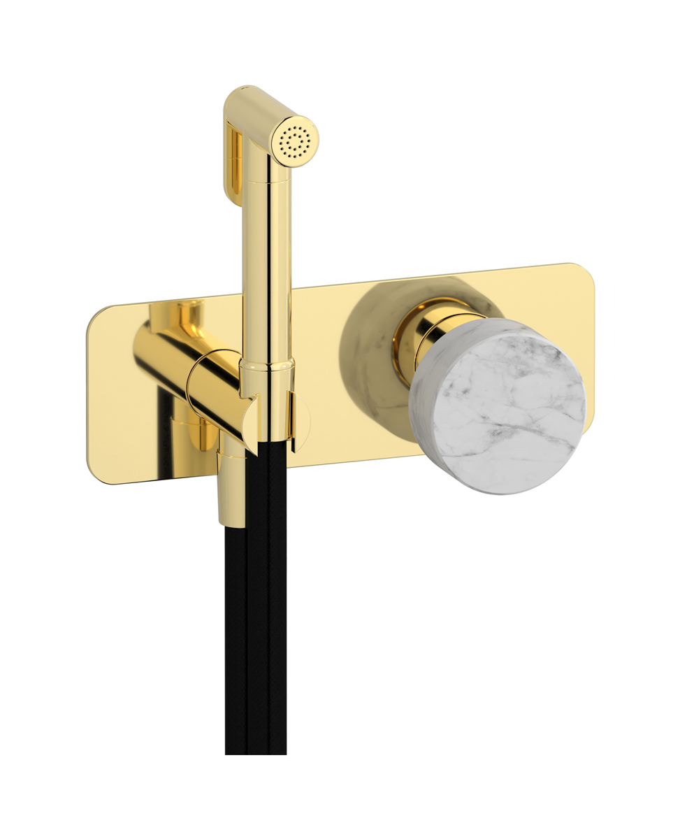 Внешние части гигенического душа со смесителем. WE ARE IB mr706ii_1 Pale Gold Marmo