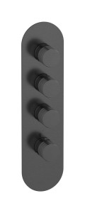 External part of thermostatic 3 ways, round plate, vertical, Vinile handle WE ARE IB eua312csnvn Brushed Black Chrome Aqua