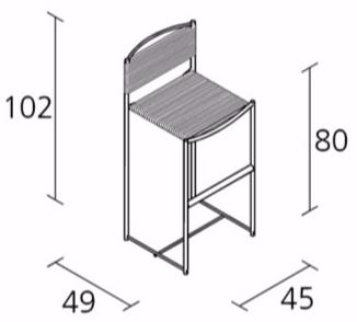 Alias Стул из стали и пвх с подставкой для ног Spaghetti sun-id-1461311 - Вид №3