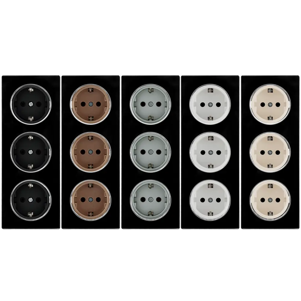 ONEKEYELECTRO Florence - тройная стеклянная рамка для розеток черного цвета 82838548 STLM-0036879 - Вид №1