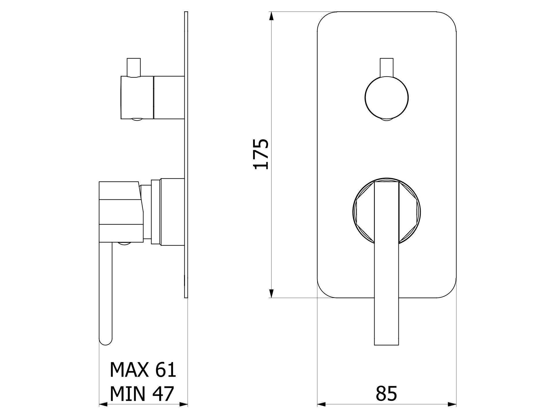 Встраиваемый однорычажный смеситель для душа с переключателем IB Belmondo + Belmondo Elle ARCH-00032859 - Вид №5