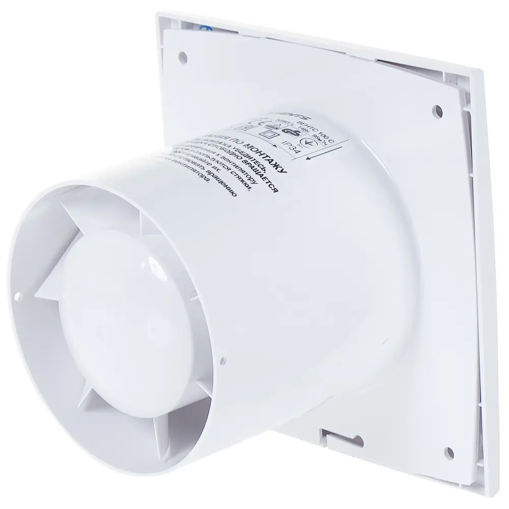 Вентилятор осевой вытяжной Вентс D100 мм 34 дБ 95 м³/ч цвет белый STLM-2022151 - Вид №1