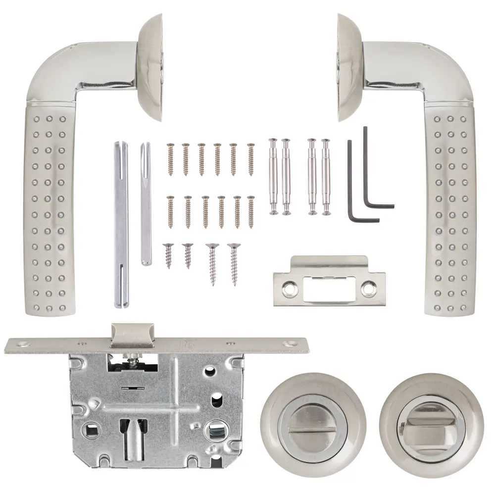 Дверная ручка Code Deco 14026-A-NIS/CR, с запиранием, комплект, цвет матовый никель/хром ARMEX STLM-2182337 - Вид №1