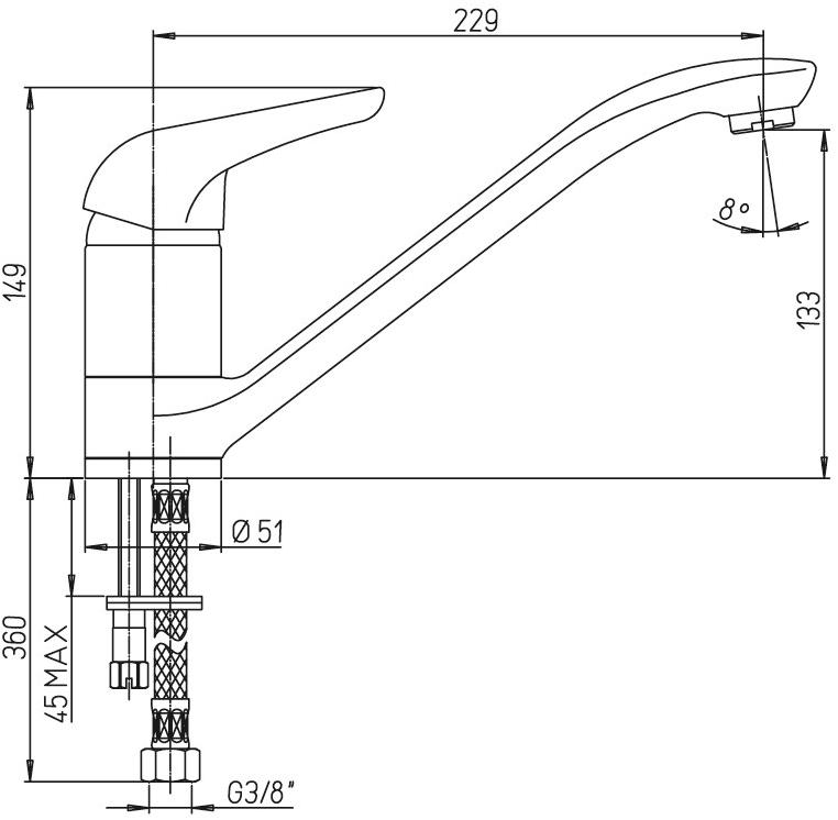 Paini Atomix 67CR573R2 смеситель для кухни  - Вид №1