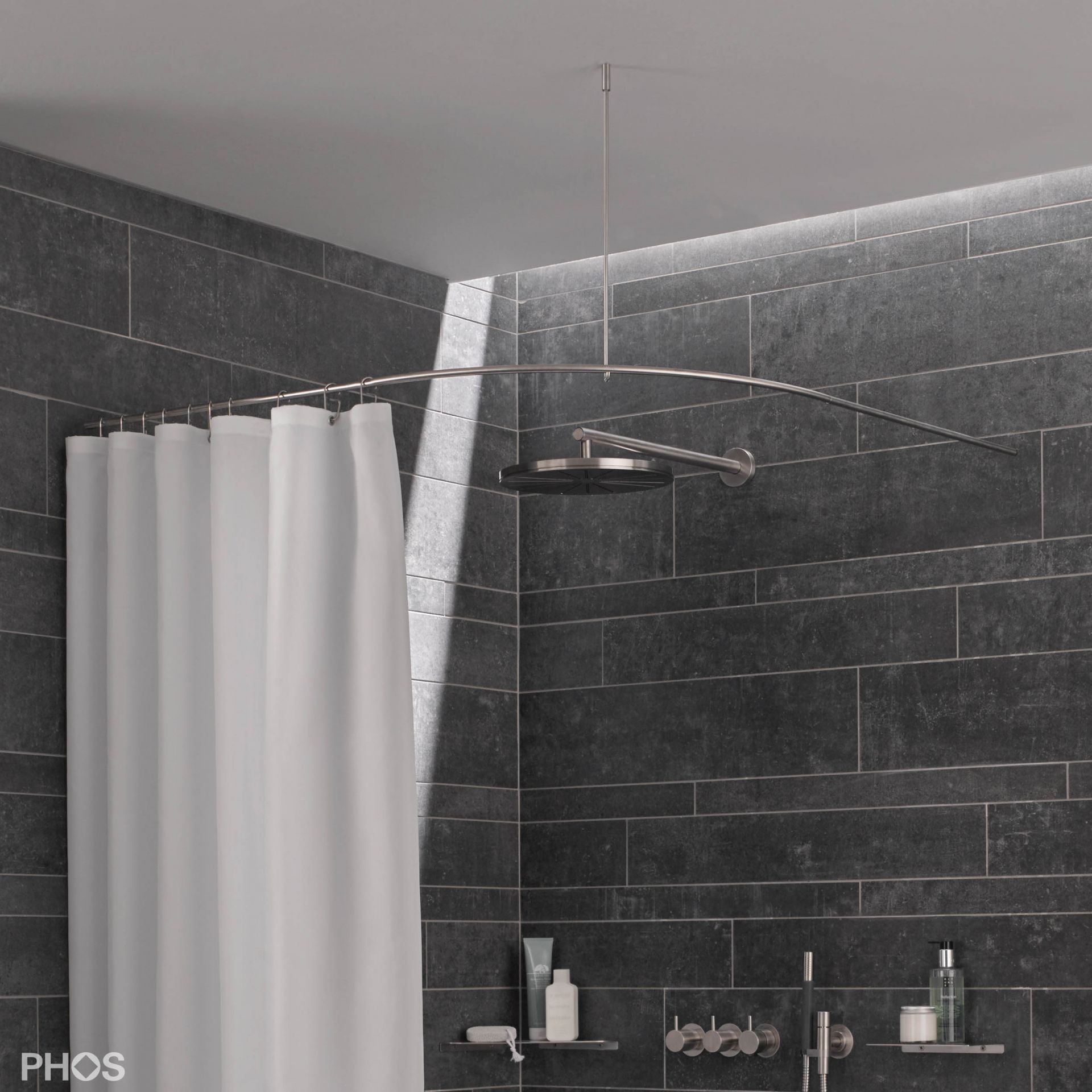 DSB550-1000 Квадрант штанги для душевой занавески с радиусом дуги 55 см, 100 x 100 см PHOS 