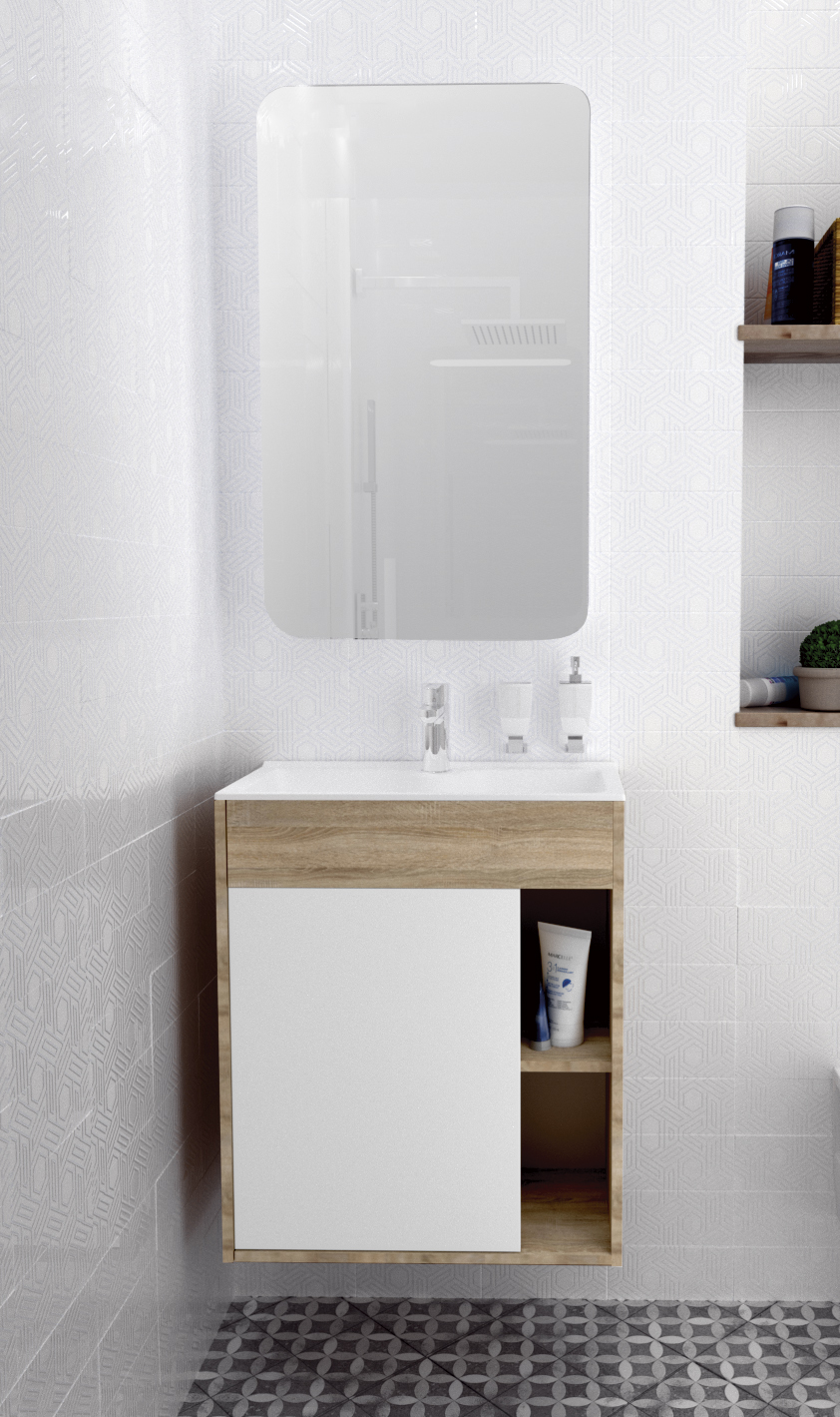 У75338 Тумба с раковиной Lido 60П 1д. Дуб Сонома 1 Marka LIDO - Вид №4